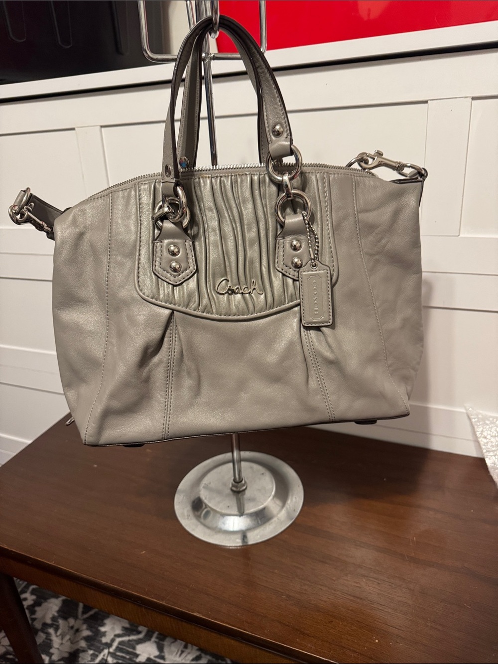 Coach Gray Ashley Satchel Silver Hardware